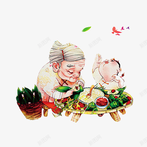 老奶奶包粽子png免抠素材_新图网 https://ixintu.com 包粽子 卡通 手绘 漫画 端午节 老奶奶 老婆婆卡通