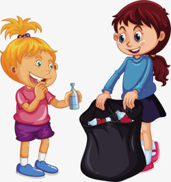 捡垃圾的环保袋鼠正在捡垃圾的孩子矢量图高清图片