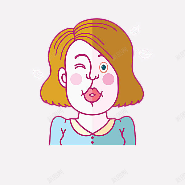 卡通女人撅嘴头像png免抠素材_新图网 https://ixintu.com 卡通 嘟嘴 女人 性感 插图 撅嘴 放电 眨眼睛 设计