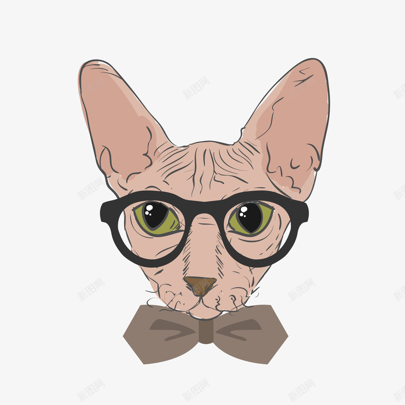 卡通戴眼镜的猫矢量图eps免抠素材_新图网 https://ixintu.com 可爱的猫 头像 戴眼镜 戴眼镜的猫 猫头像 猫的头像 眼镜猫 矢量图