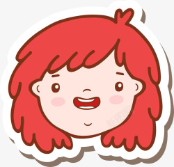 卡通可爱红色头发女孩儿童贴纸素材