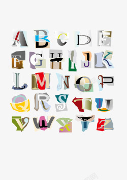 碎纸片拼成的字母素材