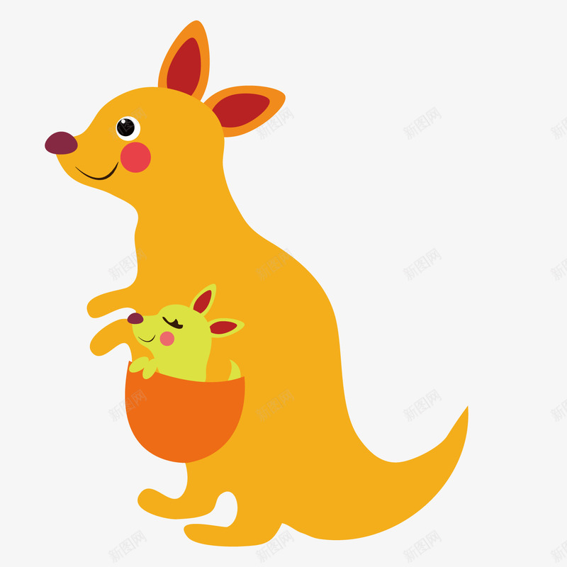 袋鼠妈妈和宝宝png免抠素材_新图网 https://ixintu.com 动物 母爱 袋鼠 黄色