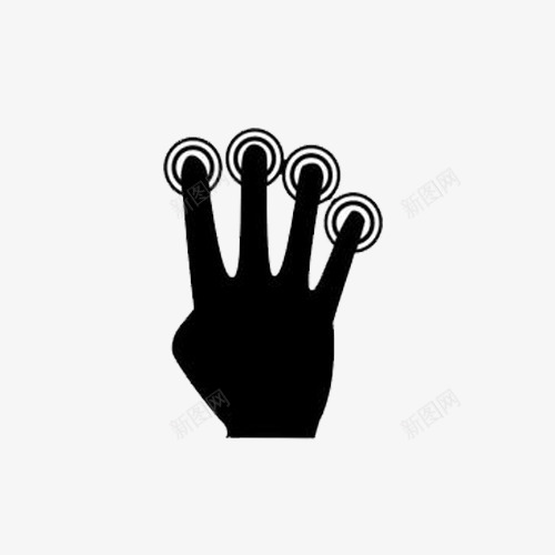四根手指按压图标png_新图网 https://ixintu.com 圆形按钮 手 手指 手指按压 触摸 触摸按钮 黑色手 黑色手指