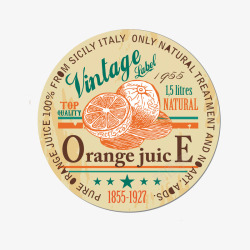 圆形橙子饮料标签素材