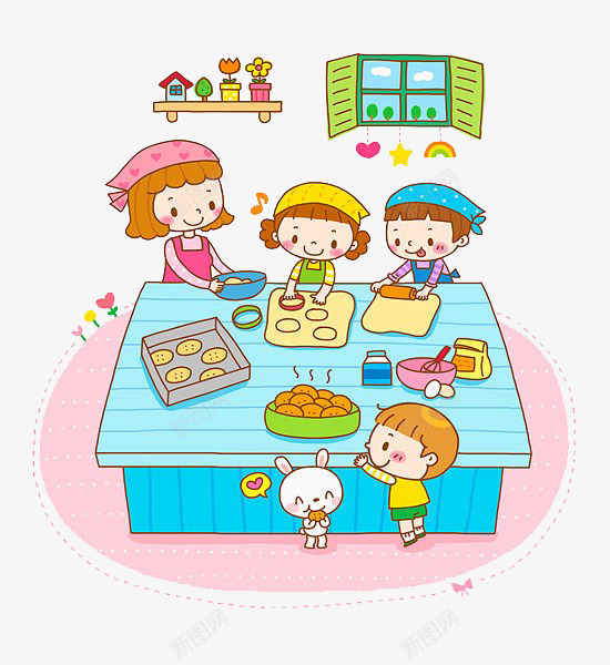 孩子和妈妈做饼干png免抠素材_新图网 https://ixintu.com 做饼干 卡通 卡通饼干 妈妈 孩子