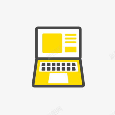 黄色扁平化平板电脑元素图标图标