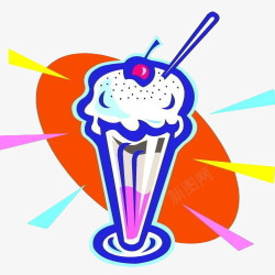 冰淇淋奶茶卡通插画素材