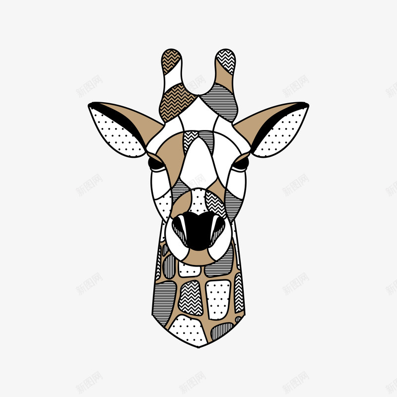 拼色动物麋鹿头像png免抠素材_新图网 https://ixintu.com 创意 动物 可爱的 手绘图 拼色 犄角 麋鹿头像