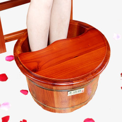 橡木浴桶带盖子现代中国风橡木脚盆模特带盖子高清图片