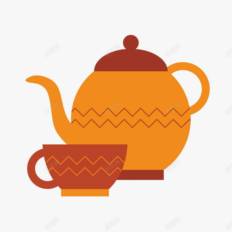 现代的波希米亚风格png免抠素材_新图网 https://ixintu.com 抽象 民族 绘画 茶壶 茶杯 装饰 部落 饰品