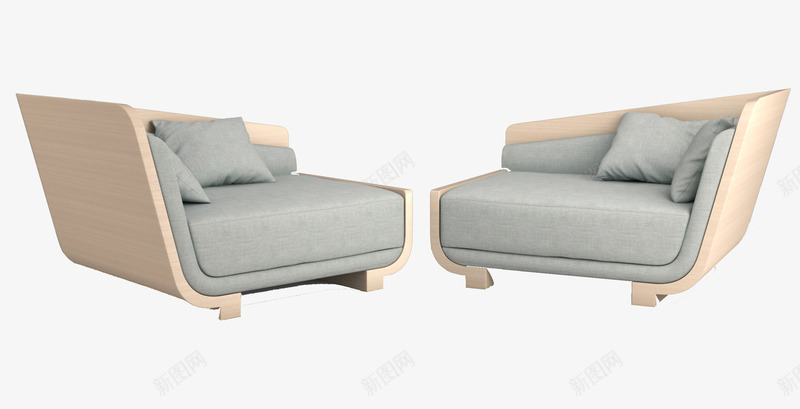 双人素色简约现代沙发png免抠素材_新图网 https://ixintu.com 两个沙发 现代 简约 素色