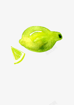 一个绿色的水彩柠檬素材