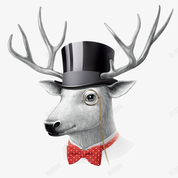 创意动物头像平面艺术png免抠素材_新图网 https://ixintu.com 创意 创新 帽子 眼镜 艺术 鹿