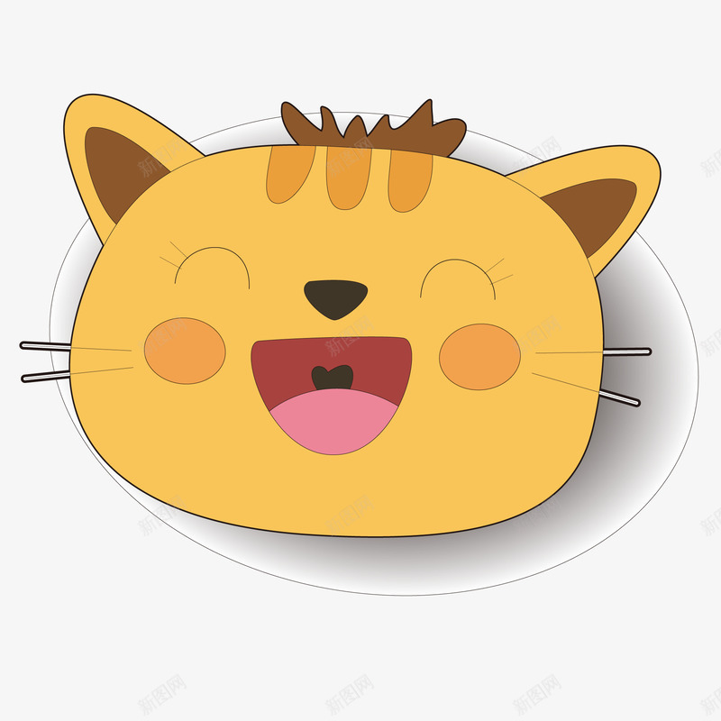 卡通大笑的猫咪头像矢量图ai免抠素材_新图网 https://ixintu.com 动物 卡通 头像设计 宠物 猫咪 黄色 矢量图