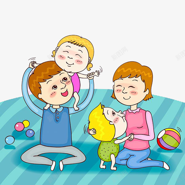 父母和孩子玩耍png免抠素材_新图网 https://ixintu.com 卡通 孩子 父母 玩耍