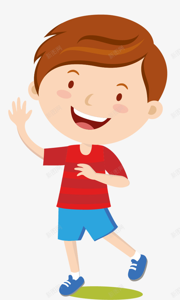穿红T恤的男孩png免抠素材_新图网 https://ixintu.com 卡通 帅气的 挥手的 男孩 红色的 讲解 高兴地