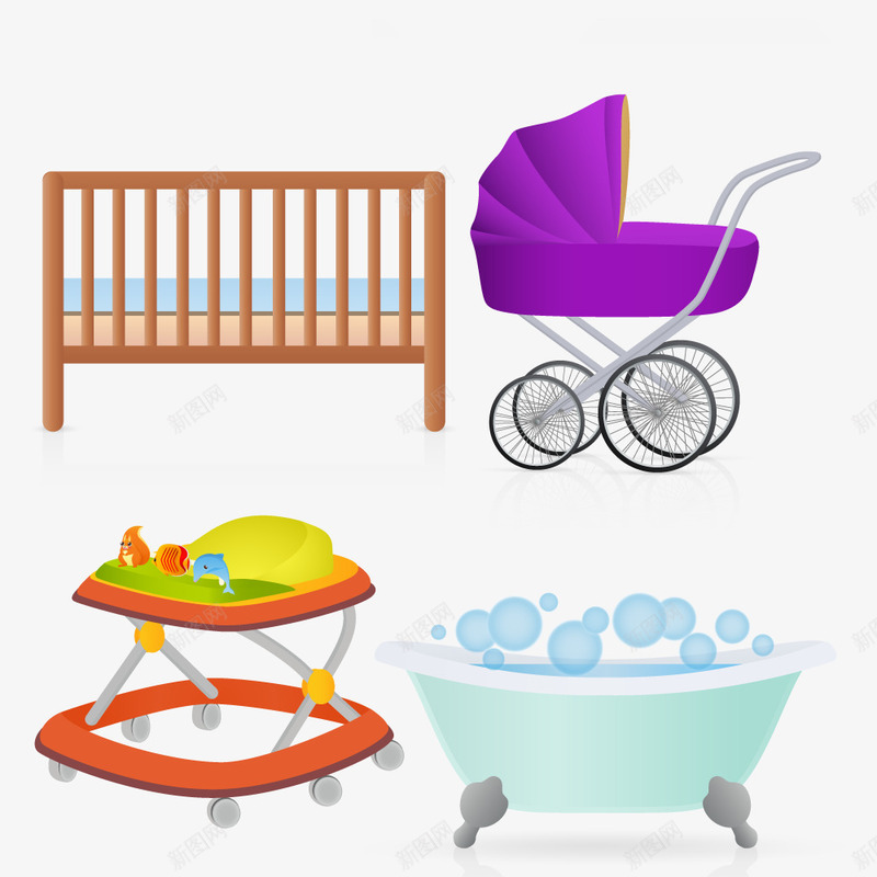 婴儿用品png免抠素材_新图网 https://ixintu.com png图形 png装饰 婴儿推车 学步车 装饰