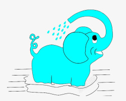 蓝色大象宝宝喷水嬉戏素材