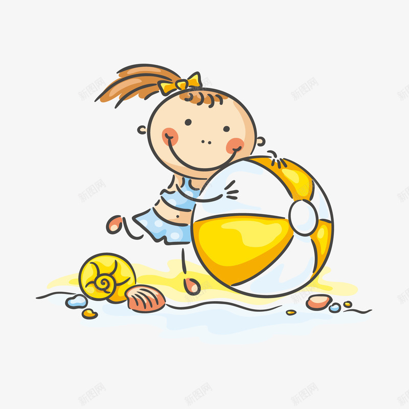彩色手绘在海边玩耍的孩子png免抠素材_新图网 https://ixintu.com 夏日海滩 彩色 手绘 插图 玩耍