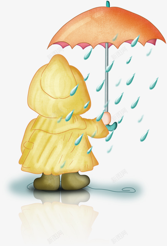 打伞的孩子png免抠素材_新图网 https://ixintu.com 下雨 卡通 手绘 水彩 雨伞 雨水