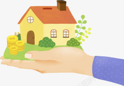 绿色手指手托房子高清图片