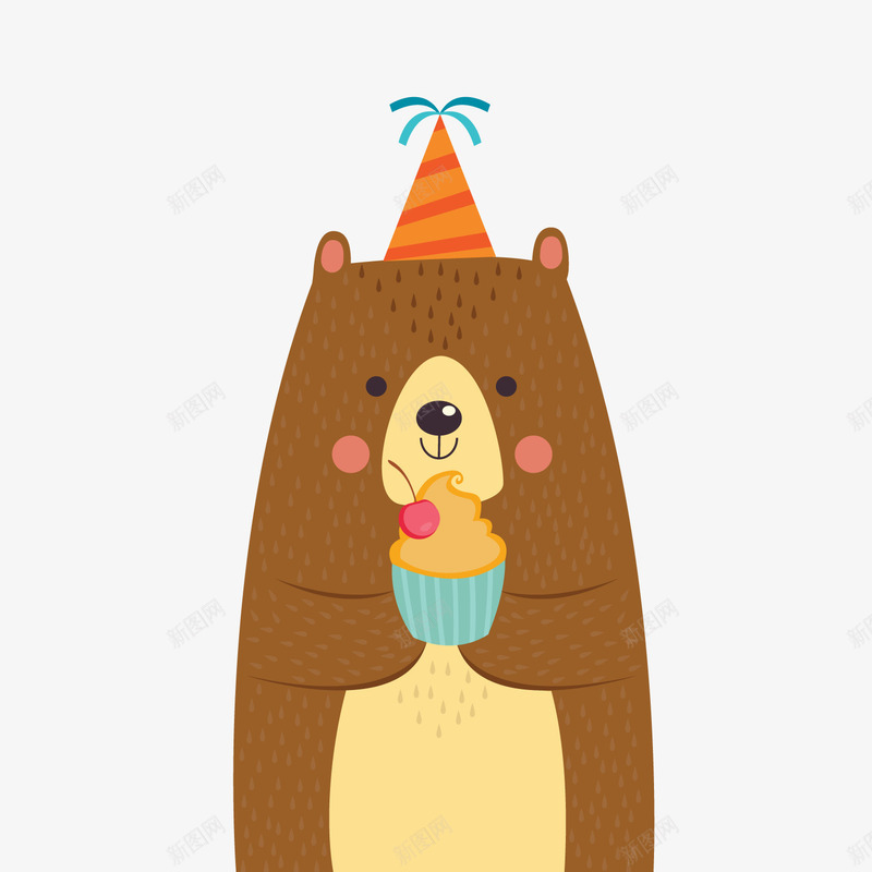 卡通过生日的熊png免抠素材_新图网 https://ixintu.com 卡通动物 卡通小熊 抓气球的熊 背景装饰 过生日的熊