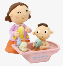宝宝洗澡一个宝宝阿姨卡通素材