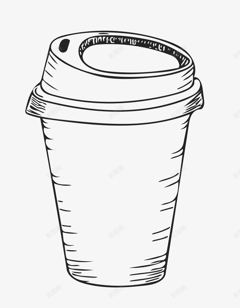 卡通手绘热咖啡杯png免抠素材_新图网 https://ixintu.com 卡通 咖啡杯 外卖 手绘 热咖啡 饮料 黑色