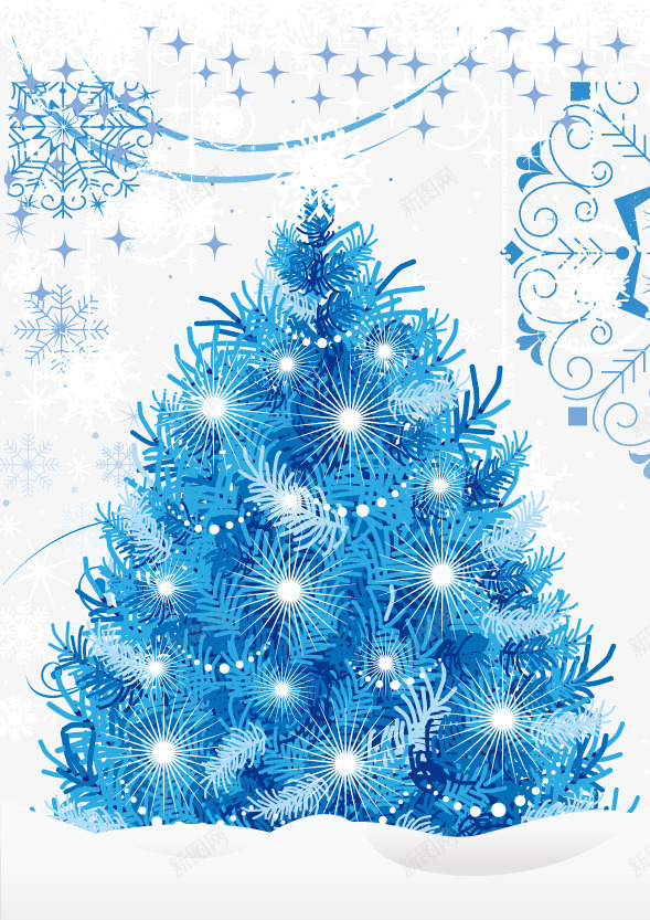 蓝色圣诞树装饰png免抠素材_新图网 https://ixintu.com 圣诞树 圣诞树装饰 灯光 节日装饰 花纹 蓝色
