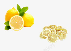 清新新鲜柠檬与柠檬片素材