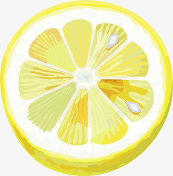 黄色卡通柠檬片水果素材