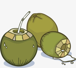 香蕉果肉倒落的椰子冻饮料高清图片