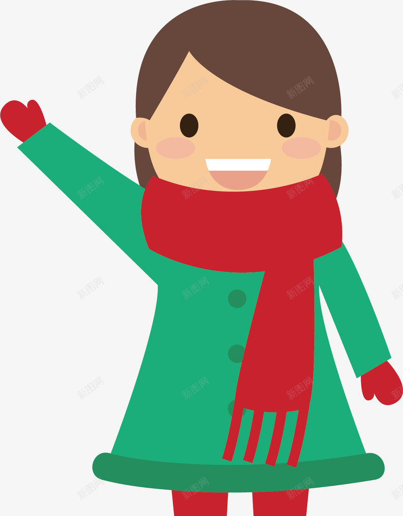 高兴的小女孩png免抠素材_新图网 https://ixintu.com 卡通手绘 女孩 女生 孩子 微笑 水彩 红色围巾