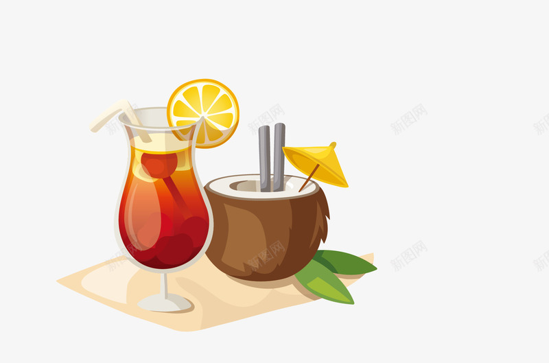 沙滩饮料png免抠素材_新图网 https://ixintu.com 度假 暑假沙滩元素设计 椰子汁 饮料