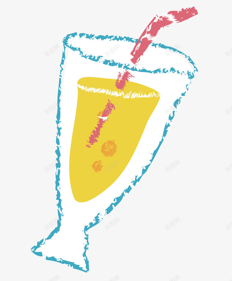 一杯饮料png免抠素材_新图网 https://ixintu.com 卡通食物 气泡 水果味 红色吸管 饮料 黄色
