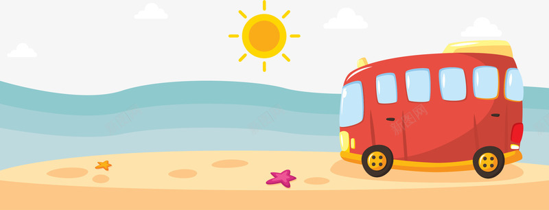 夏日度假沙滩上的红色旅游车png免抠素材_新图网 https://ixintu.com 夏日旅行 旅游 旅游车 汽车 沙滩 沙滩车 海滩 红色汽车 行李