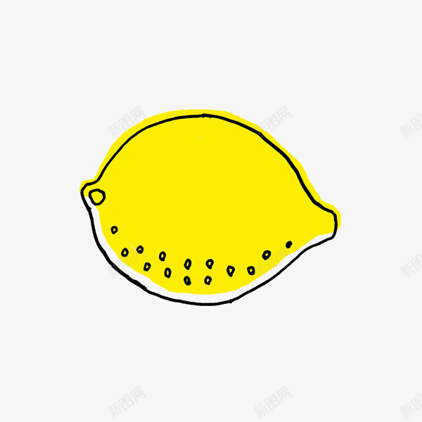 手绘简笔画柠檬png免抠素材_新图网 https://ixintu.com 卡通柠檬 水果 黄色