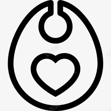 婴儿围兜心脏轮廓图标图标