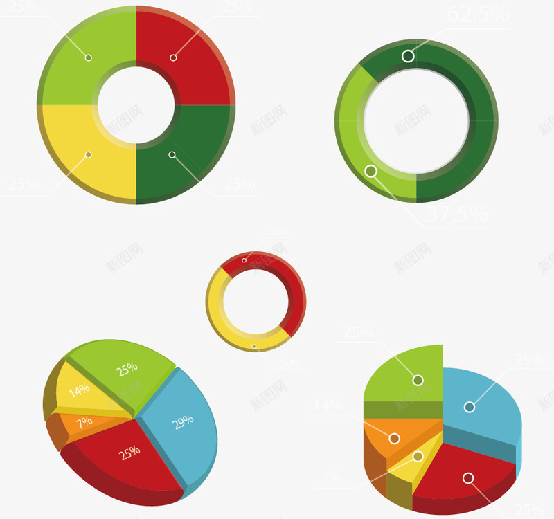 圆形环装图饼状图矢量图ai免抠素材_新图网 https://ixintu.com 圣诞气氛 报告使用 环形图 饼状图 矢量图