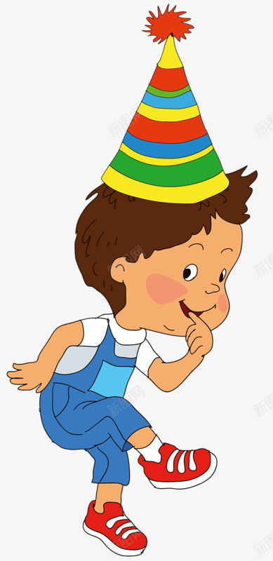 戴帽子的男孩png免抠素材_新图网 https://ixintu.com 卡通 孩子 手指 生日帽