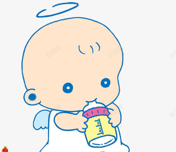 宝宝喝水手绘图png免抠素材_新图网 https://ixintu.com 可爱宝宝 多喝水 奶瓶 娃娃 宝宝喝水