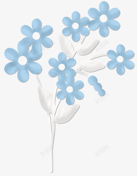 淡蓝色花朵png免抠素材_新图网 https://ixintu.com 植物 花叶 花枝 花瓣