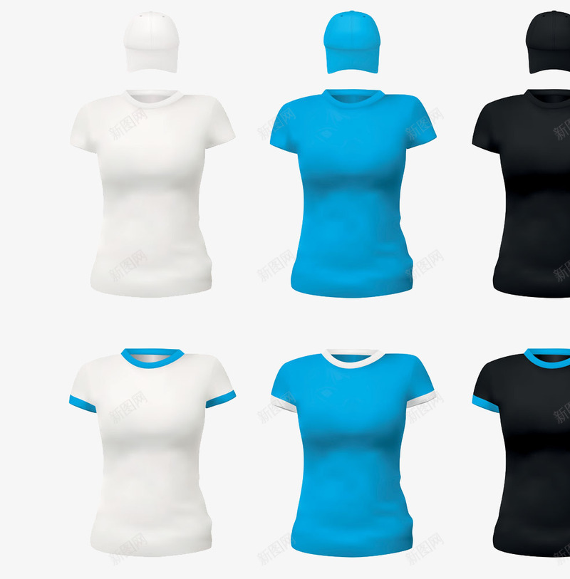 运动服合集png免抠素材_新图网 https://ixintu.com T恤 女装设计 帽子 棒球帽 白色 蓝色 运动 运动服 黑色服装设计