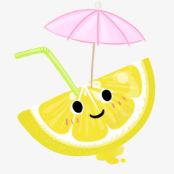 柠檬吸管粉色小伞素材