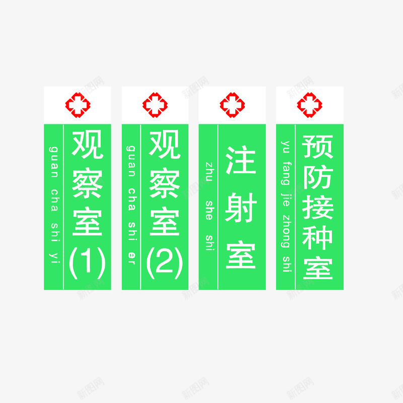 注射室观察室预防接种室png免抠素材_新图网 https://ixintu.com 医院科室牌 注射室观察室预防接种室 绿色白色红色