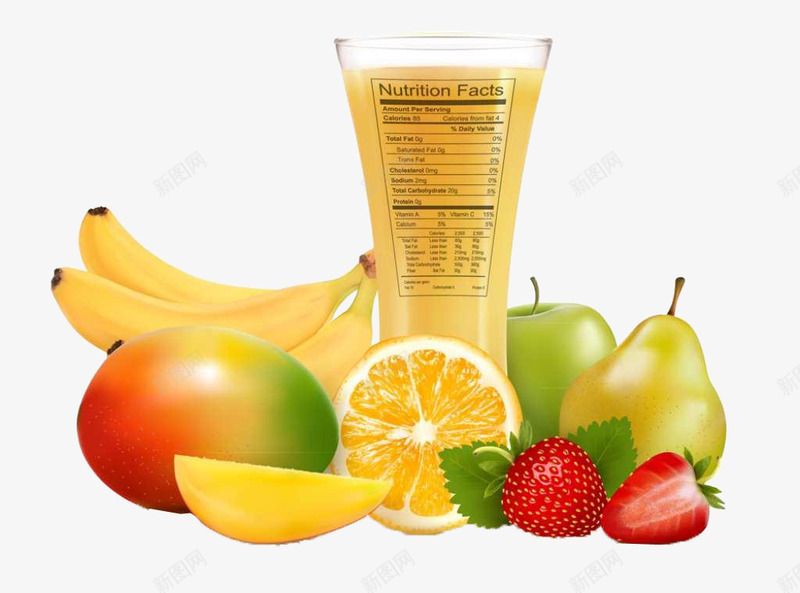 营养又美味的水果png免抠素材_新图网 https://ixintu.com 梨 橙子 橙汁 水果 芒果 草莓 饮料 香蕉