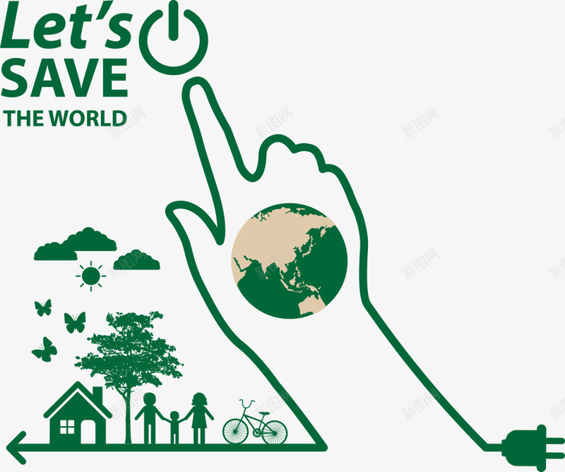 绿色的手指矢量图ai免抠素材_新图网 https://ixintu.com 公益 环保 绿色手指 绿色环保 节能 矢量图