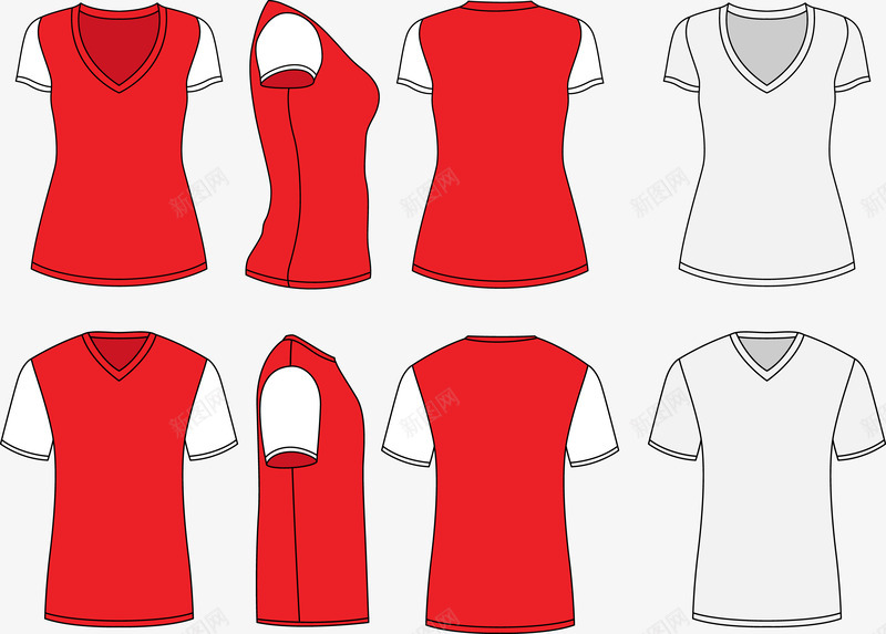 创意短袖T恤png免抠素材_新图网 https://ixintu.com T恤 创意 白色 短袖 红色 衣领 袖子 集合
