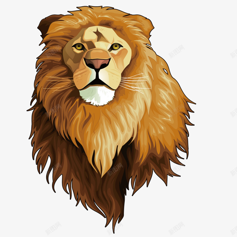 狮子头像矢量图ai免抠素材_新图网 https://ixintu.com 动物 手绘 狮子 黄色 矢量图